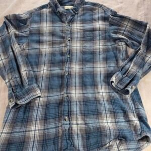 Hobbs Creek Mens Blue Grey Plaid Flannel Shirt Long Sleeve Button Down Size M